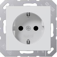 Jung A500 wandcontactdoos enkel randaarde en kinderveilig inbouw aluminium