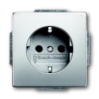 Busch-Jaeger Pure Stainless Steel wandcontactdoos met randaarde, edelstaal