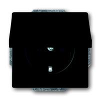 BUSCH-JAEGER FUTURE LINEAR Steckdose 1f schwarz matt Unterputz horizontal/vertikal mit Klappdeckel IP20 Zentralplatte