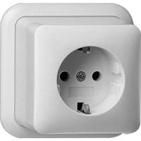 Gira wandcontactdoos 1-voudig met randaarde opbouw zuiver wit