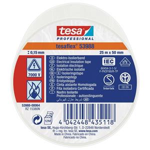 tesa Isolatietape Wit (l x b) 25 m x 50 mm Rubber Inhoud: 1 rollen