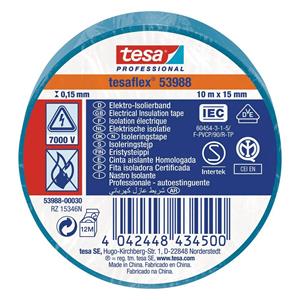 tesa Isolatietape Blauw (l x b) 10 m x 15 mm Rubber Inhoud: 1 rollen