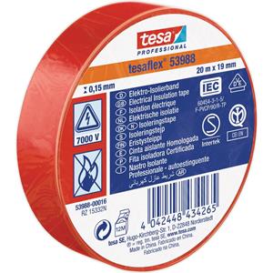 tesa Isolatietape Rood (l x b) 20 m x 19 mm Rubber Inhoud: 1 rollen