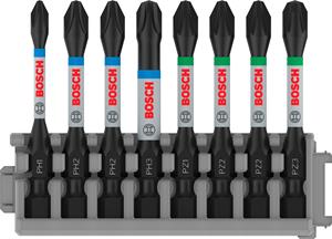 Schrauberbit-Set Impact Control, 8-teilig, PH1-PH3/PZ2-PZ3, 50 mm - BOSCH