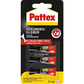 Pattex Sekundenkleber MINI TRIO, 3 Tuben à 1 g