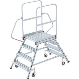 Aluminium platform met wielen, dubbelzijdig, 4 treden