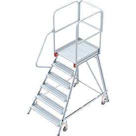 Aluminium platform met wielen, eenzijdig, 6 treden