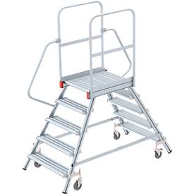 Aluminium platform met wielen, dubbelzijdig, 5 treden