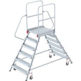 Aluminium platform met wielen, dubbelzijdig, 6 treden