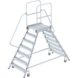 Aluminium platform met wielen, dubbelzijdig, 7 treden