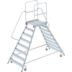 Aluminium platform met wielen, dubbelzijdig, 8 treden