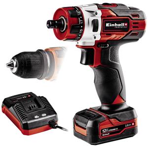 Accuschroefboormachine Einhell TE-CD 18/40 Li-Solo TE-CD 12/1 X-Li (1x2,0Ah) incl. accu, incl. koffer 12 V 2000 mAh Li-ion