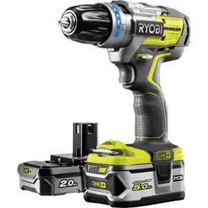 Ryobi R18PDBL-252S ONE+ 18V Li-ion accu klopboor-/schroefmachine set (1x 2.0Ah + 5.0Ah accu) in tas - Koolborstelloos