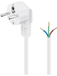 Netzkabel, 3x1mm², weiß, 5m, offenes Ende, Winkelstecker - Goobay