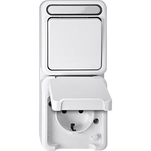 Merten 1 Stück Feuchtraum-Schalterprogramm Komplett Schalter/Steckdosen Kombination AQUASTAR Polarw X507521