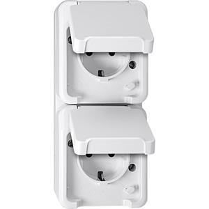 Schneider Electric - Wandcontactdoos met randaarde en klapdeksel 4074949 2-voudig Compleet spatwaterdicht Polar-wit