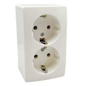 PEHA opbouw dubbele wandcontactdoos met randaarde, levend wit