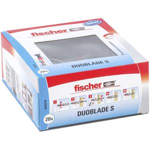 fischer Gipskartondübel DUOBLADE S, Dübel, hellgrau/rot, 20 Stück, mit Schraube