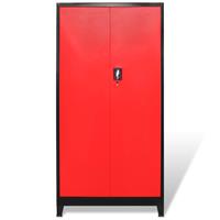 VidaXL Gereedschapskast met 2 deuren 90x40x180 cm staal zwart en rood
