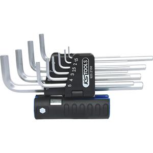 kstools KS Tools 3-in-1 hoekstiftleutelset lang, binnenzeskant, metrisch, 10 delen