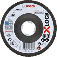 Bosch Fächerschleifscheibe X571 Best for Metal, gewinkelt, 125 mm, K 40, Fiber