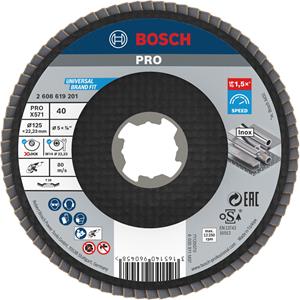 Bosch Fächerschleifscheibe X571 Best for Metal, gewinkelt, 125 mm, K 40, Fiber