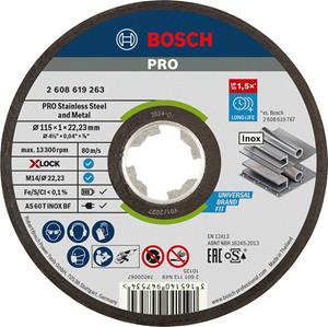 Bosch 2608619263 X-Lock Slijpschijf Expert for Inox&Metal - Recht - 115mm