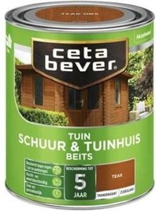 CetaBever tuinbeits schuur & tuinhuis transparant teak zijdeglans 750 ml