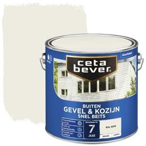 CetaBever snel beits gevel & kozijn dekkend RAL 9010 gebroken wit zijdemat 750 ml