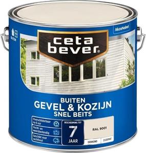 CetaBever snel beits gevel & kozijn dekkend RAL 9001 crème wit zijdemat 750 ml