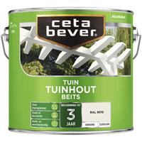 CetaBever tuinhoutbeits transparant RAL 9010 gebroken wit zijdeglans 2,5 l