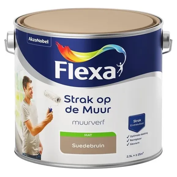 Flexa Strak op de Muur muurverf suede 2,5 l
