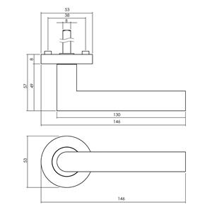 intersteel Deurkruk Bastian op rond rozet ø52x10mm wit