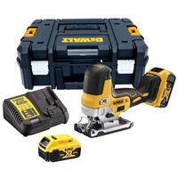 DeWALT DCS335P2 18V XR Li-Ion accu decoupeerzaag set (2x 5.0Ah accu) in TSTAK - T-greep - variabel - koolborstelloos