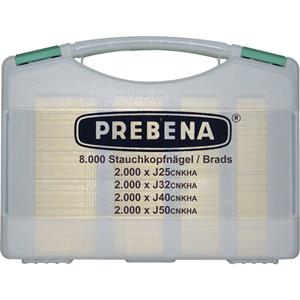 Prebena J-BOX CNKHA Stauchkopfnägel Brads Typ J aus Stahl verzinkt geharzt galvanisiert - 8.000, verschiedene Längen