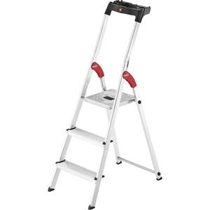 Trapladder met treden Hailo L60, EN 131, met multifunctionele schil & gewrichtsbescherming, tot 150 kg, verschillende varianten