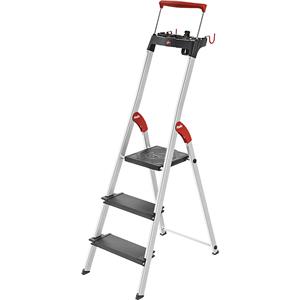 Trapladder met opstapjes Hailo L100, EN 131, met multifunctionele bak & houder, tot 150 kg, diverse varianten