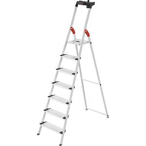 Trapladder Hailo L80, EN 131, met multifunctionele schaal en XXL-treden, tot 150 kg, 7 treden