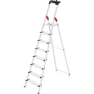 Trapladder Hailo L80, EN 131, met multifunctionele schaal en XXL-treden, tot 150 kg, 8 treden