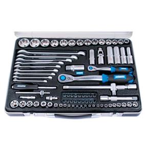 Brüder Mannesmann Doppendoos 1/2" en 1/4" (82 dlg) in koffer
