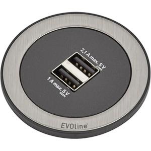 EVOline 159280001400 Tafelstekkerdoos 2-voudig Zwart, RVS