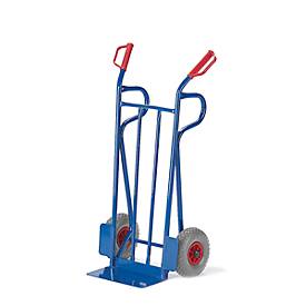 Sackkarre -962- mit Rückwand aus Flachstahl 1200mm hoch Schaufelbreite 400mm Luftbereifung - Rollcart