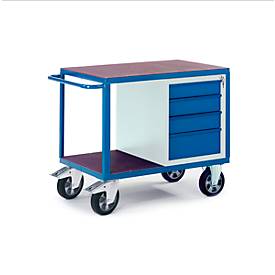 Rollcart Transportsysteme Werkplaatswagen voor zware belasting met ladekast, 1000 x 700 mm, Draagvermogen 1000 kg