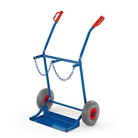 Stahlflaschenkarre 100kg Traglast für 2 Flaschen a 20 Liter Luftbereifung - Rollcart