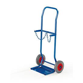 Rollcart Transportsysteme Flessenwagen van staal voor 2 stalen flessen Ø 140 mm of 2 flessen Ø á 10 liter, luchtbanden