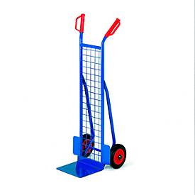 kleine Gitter-Stapelkarre aus Stahlrohr 300mm Schaufelbreite Vollgummi - Rollcart