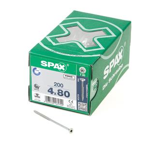 spax Spaanplaatschroef platverzonken kop verzinkt Wirox T-Star T20 deeldraad 4.0 x 80mm