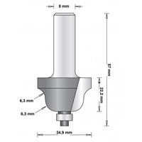 hikoki Hitachi 8 mm profielfrees met onderlager 34.9 x 57 x 6.3mm