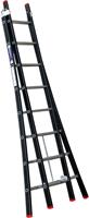 Kelfort Reformladder Magnus, aluminium, zwart, 2x8 treden