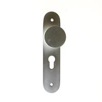 D4E Knop-/krukgarnituur aluminium op schild 45x210mm, D-model F1 afgerond model PC55 RS